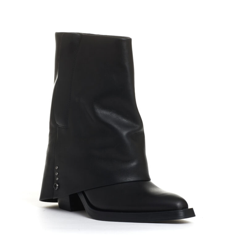 Sorelle Perego camperos con risvolto pelle nera tacco 60 mm Hotsell