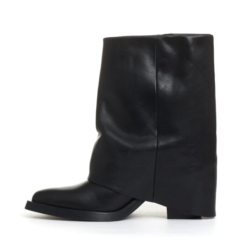 Sorelle Perego camperos con risvolto pelle nera tacco 60 mm Hotsell