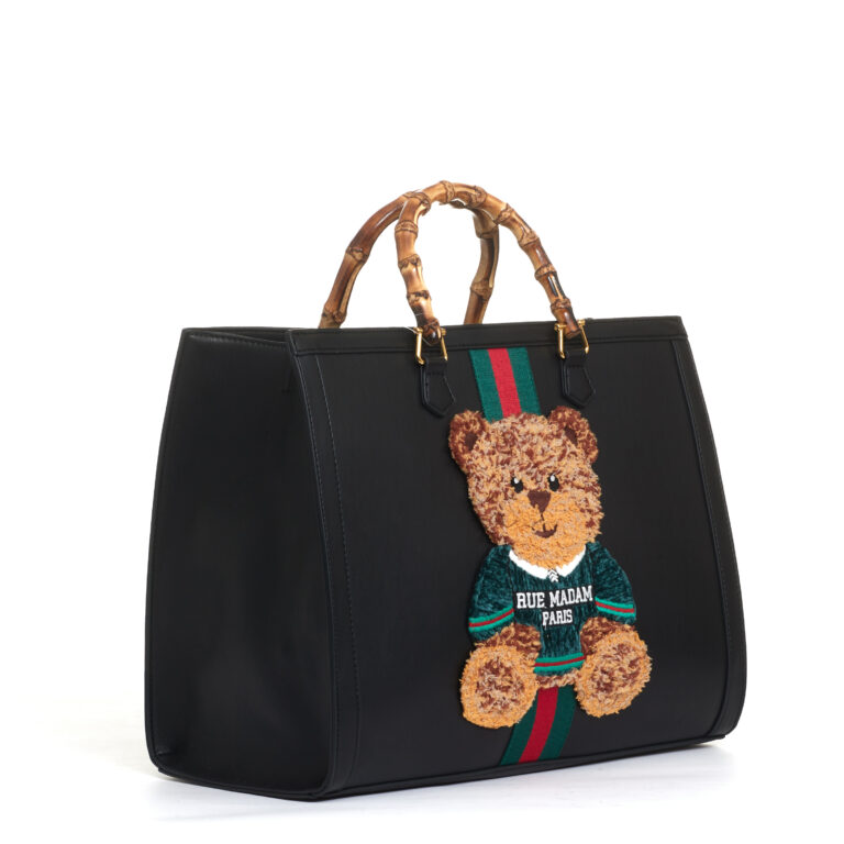 Sorelle Perego tote bag nera grande con Teddy e tracolla Vendita Calda