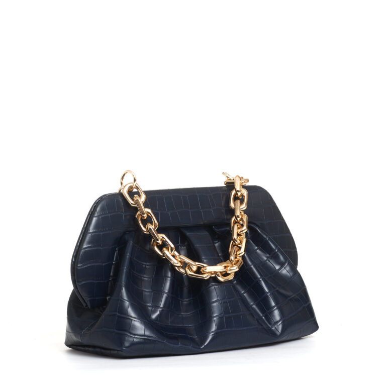 Sorelle Perego clutch stampa cocco blu Saldi Di Fabbrica