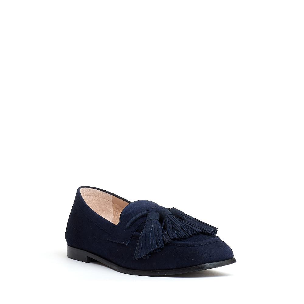 Sorelle Perego mocassino camoscio blu con fiocchetto Prezzo Ridotto