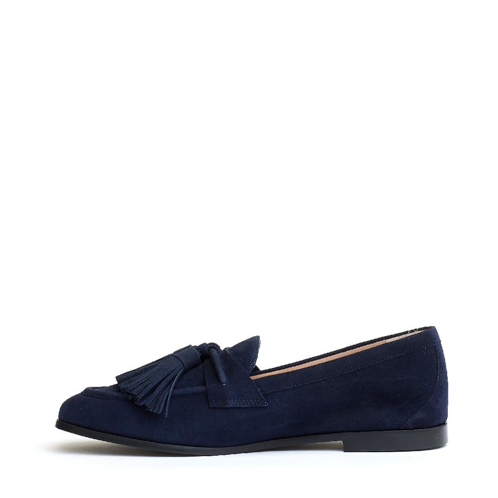 Sorelle Perego mocassino camoscio blu con fiocchetto Prezzo Ridotto