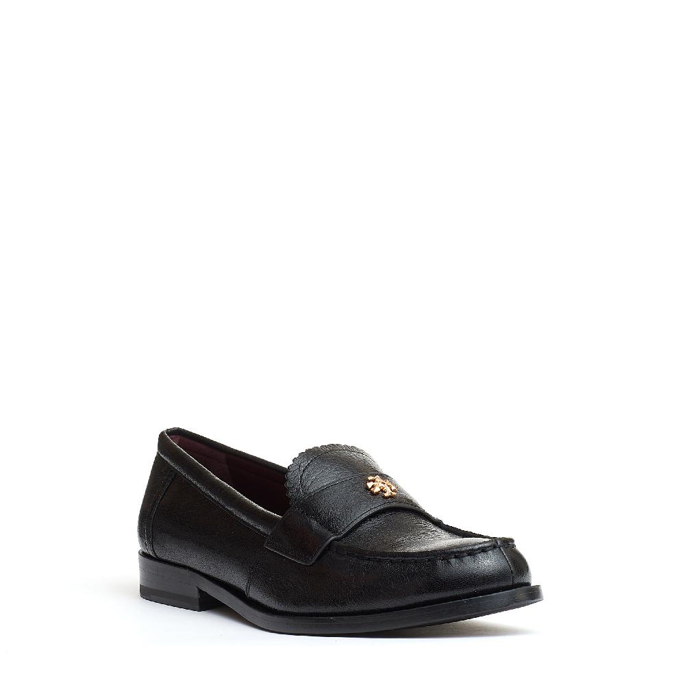 Sorelle Perego mocassino nero con logo Presa