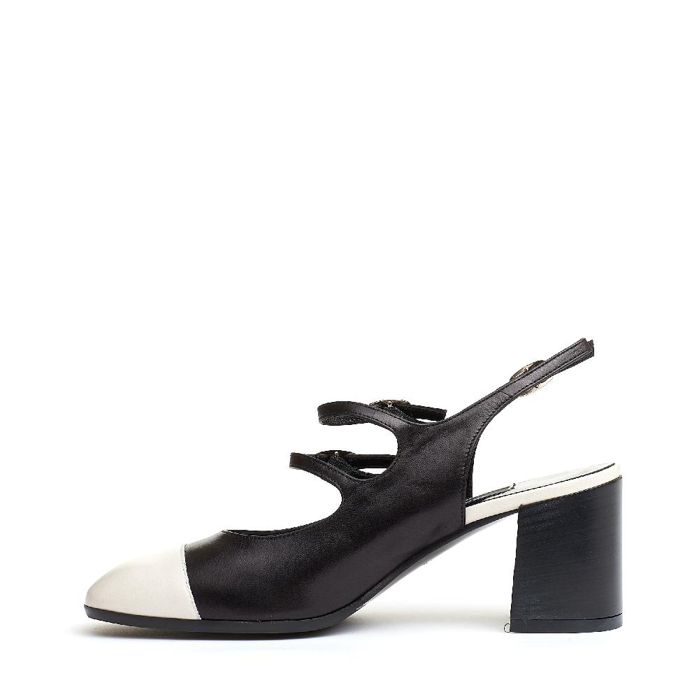 Sorelle Perego slingback cinturini nero e panna tacco 80 mm Vendita Calda