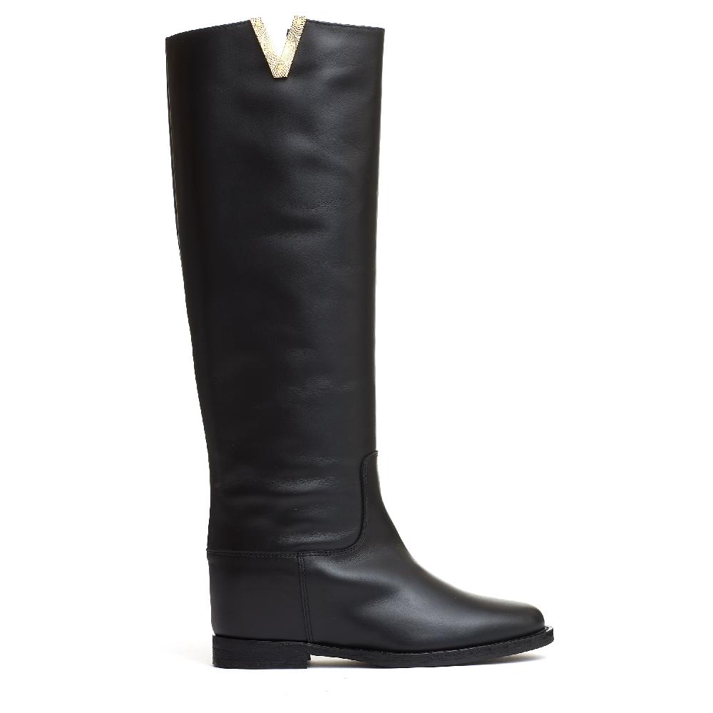Sorelle Perego stivale nero rialzo interno V oro sfaccetta Saldi Di Fabbrica