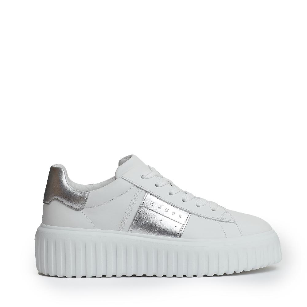 Sorelle Perego h stripes pelle bianco argento Economico