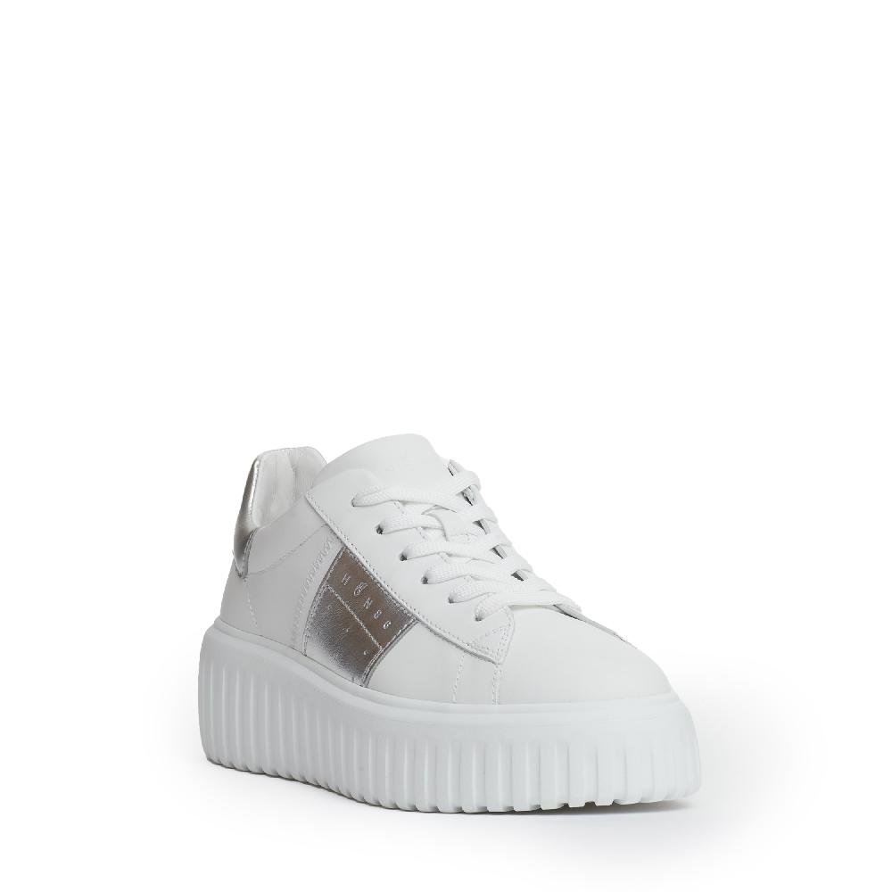 Sorelle Perego h stripes pelle bianco argento Economico