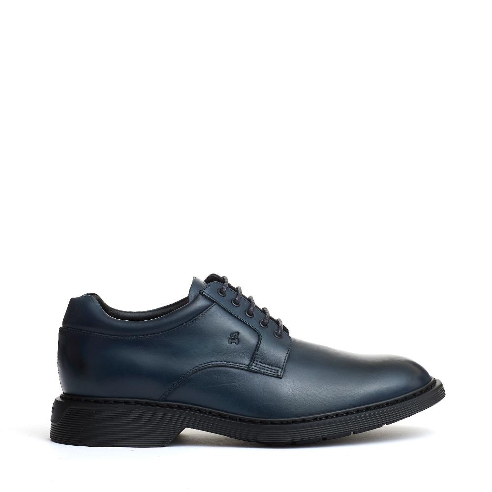 Sorelle Perego stringata pelle blu fondo millerighe