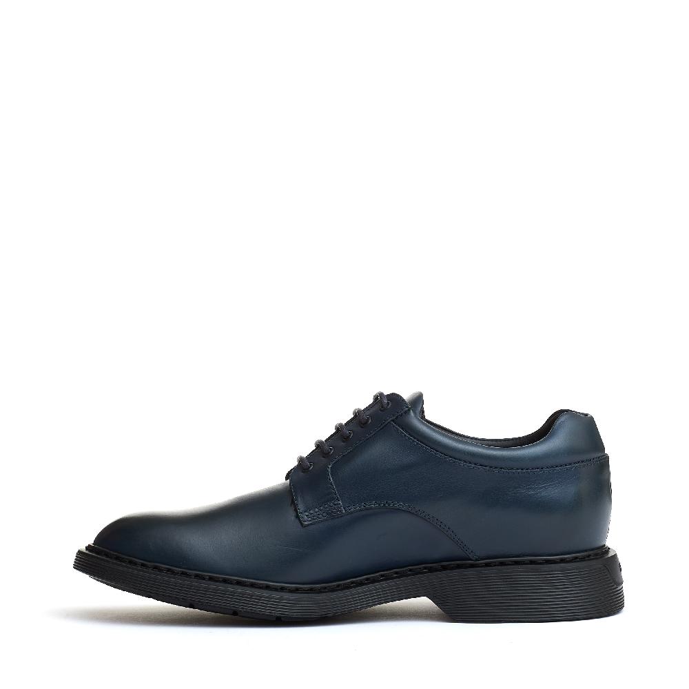 Sorelle Perego stringata pelle blu fondo millerighe Vendita Calda