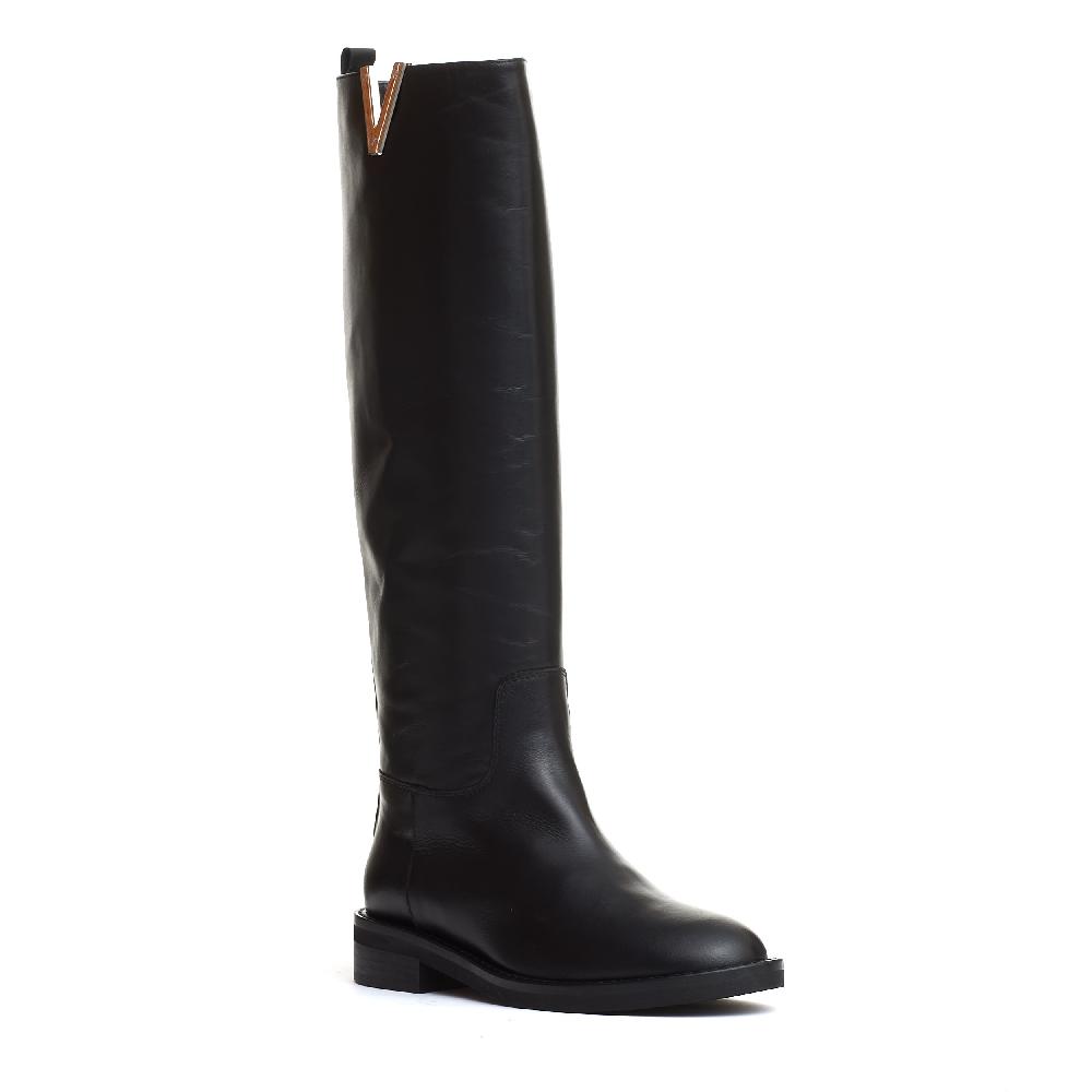 Sorelle Perego stivale pelle nera V argento 2025