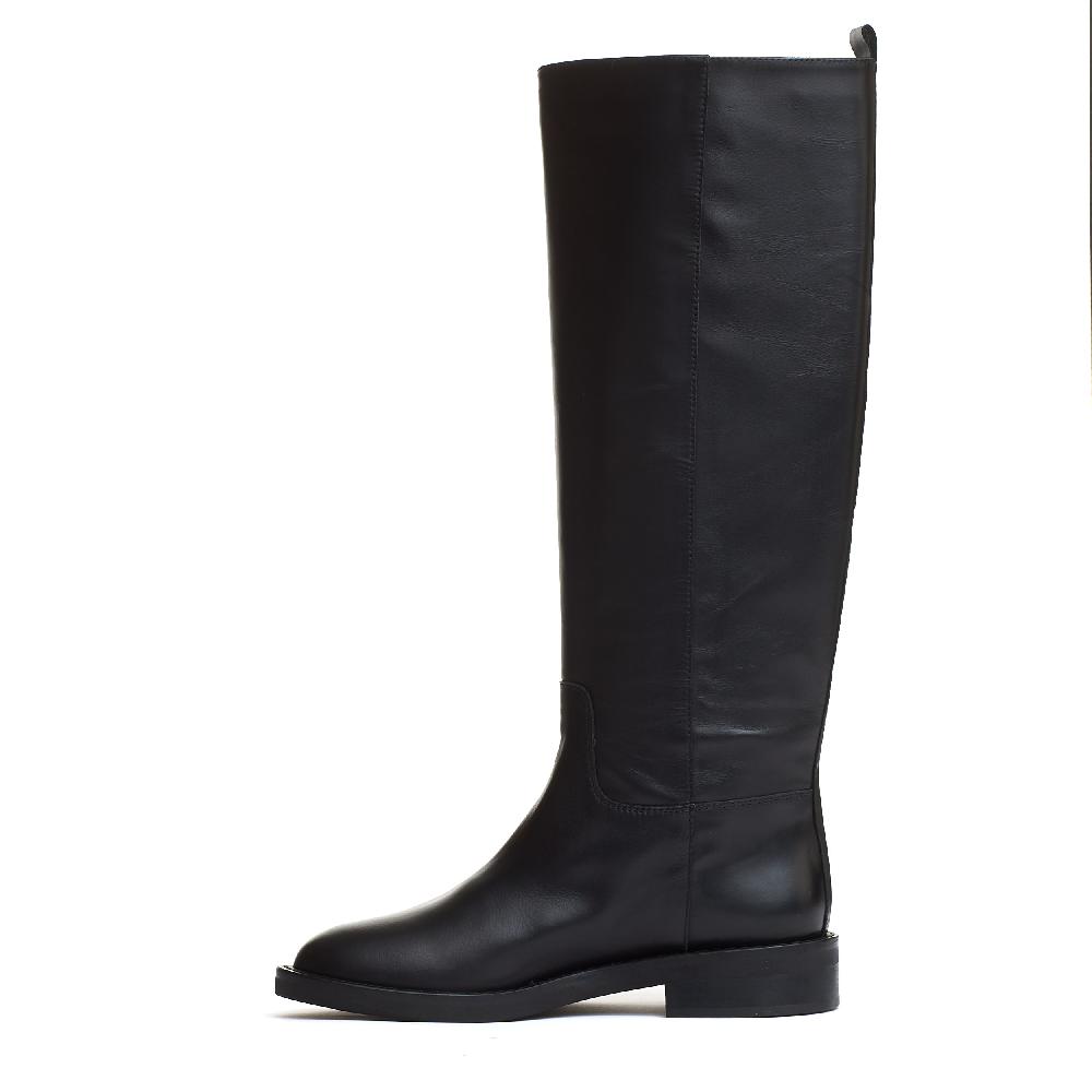 Sorelle Perego stivale pelle nera V argento 2025