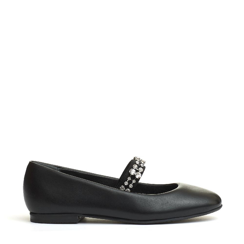Sorelle Perego ballerina nera cinturino strass