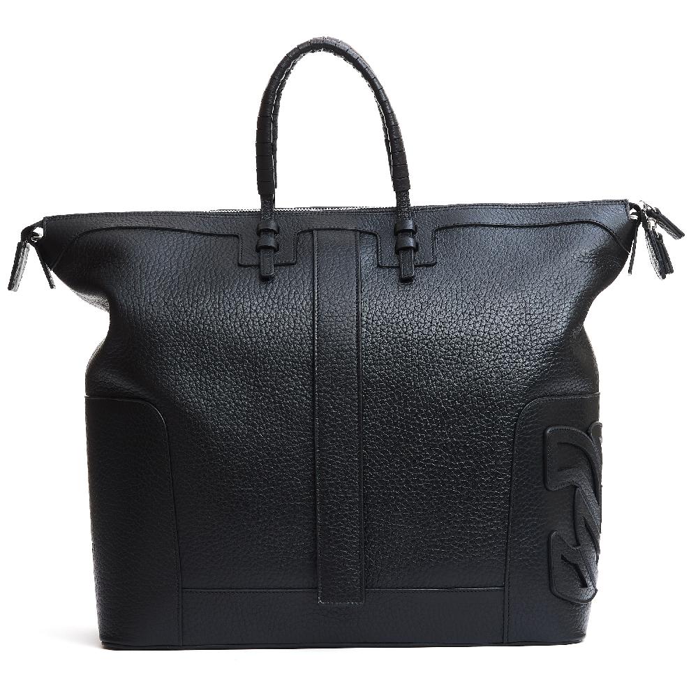 Sorelle Perego borsa doppio manico in pelle martellata nera Acquista Ora