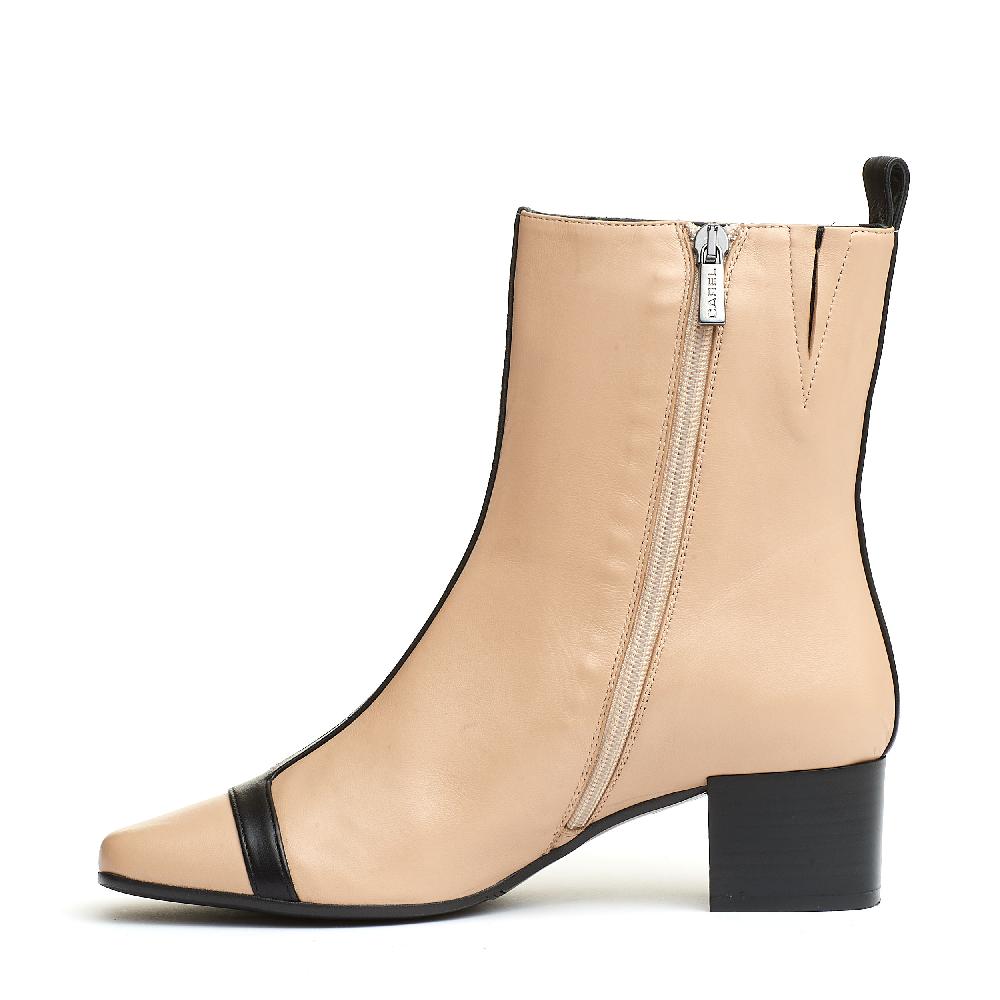 Sorelle Perego stivaletto pelle beige e nero tacco 40 mm Offerte