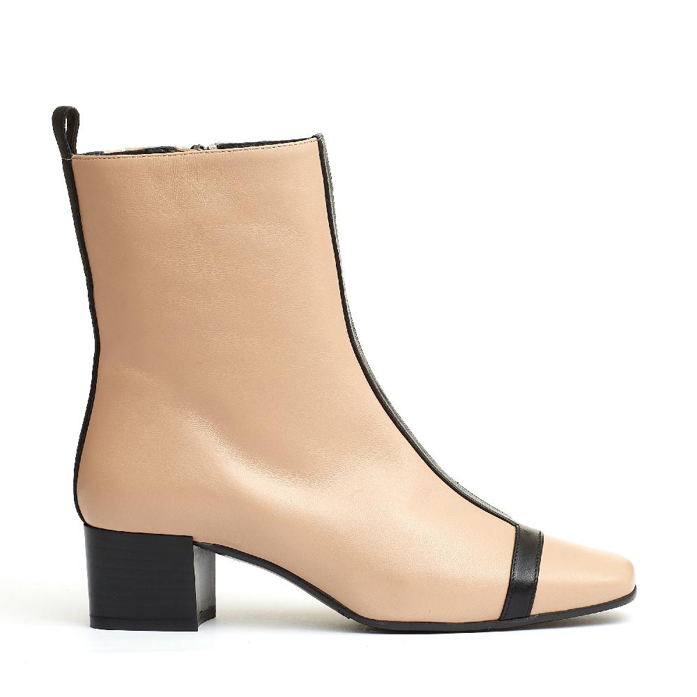 Sorelle Perego stivaletto pelle beige e nero tacco 40 mm Offerte