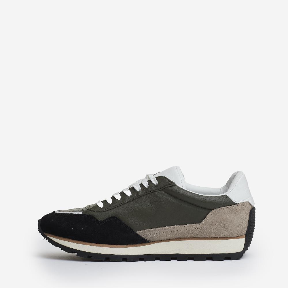 Sorelle Perego running 86er pelle verde camoscio beige e nero Moda
