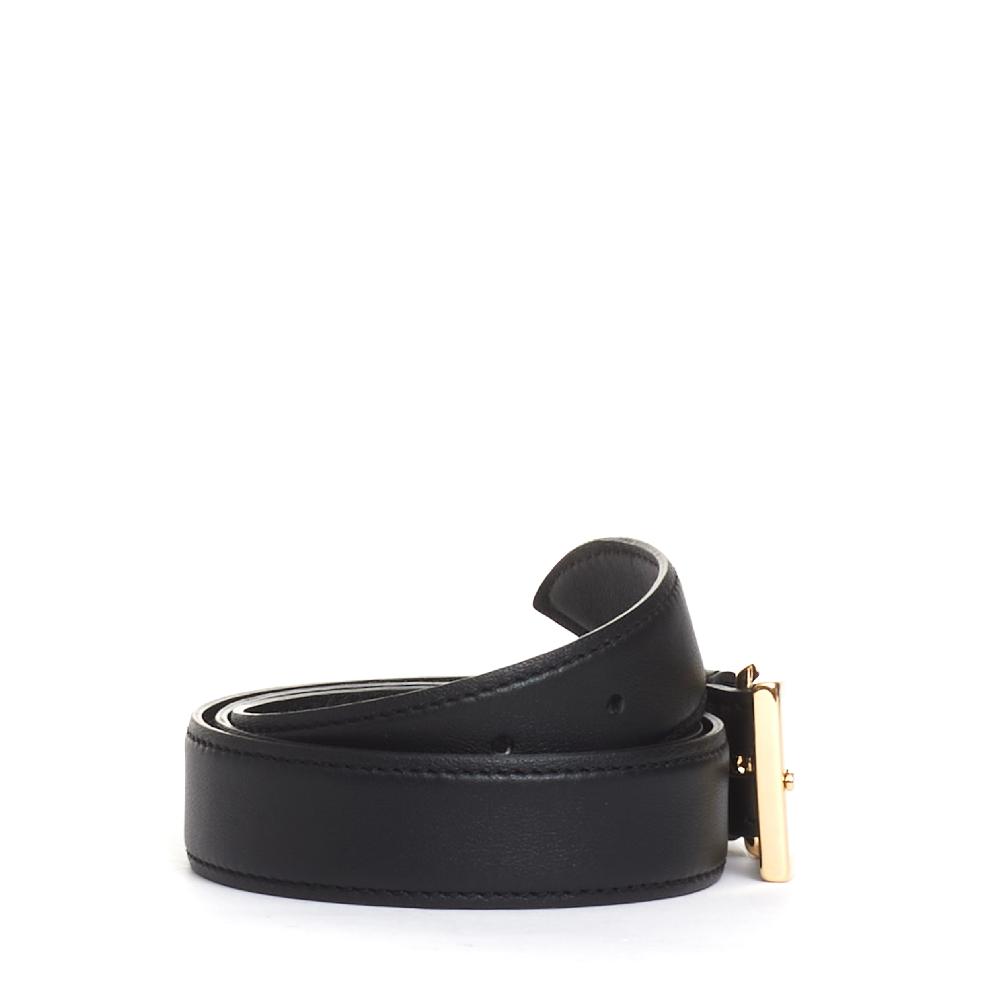 Sorelle Perego cintura nera fibbia oro quadrata Shopping Online
