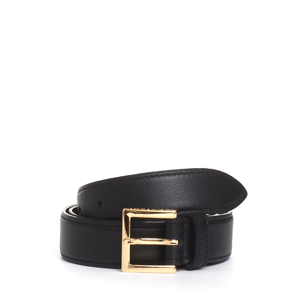 Sorelle Perego cintura nera fibbia oro quadrata Shopping Online