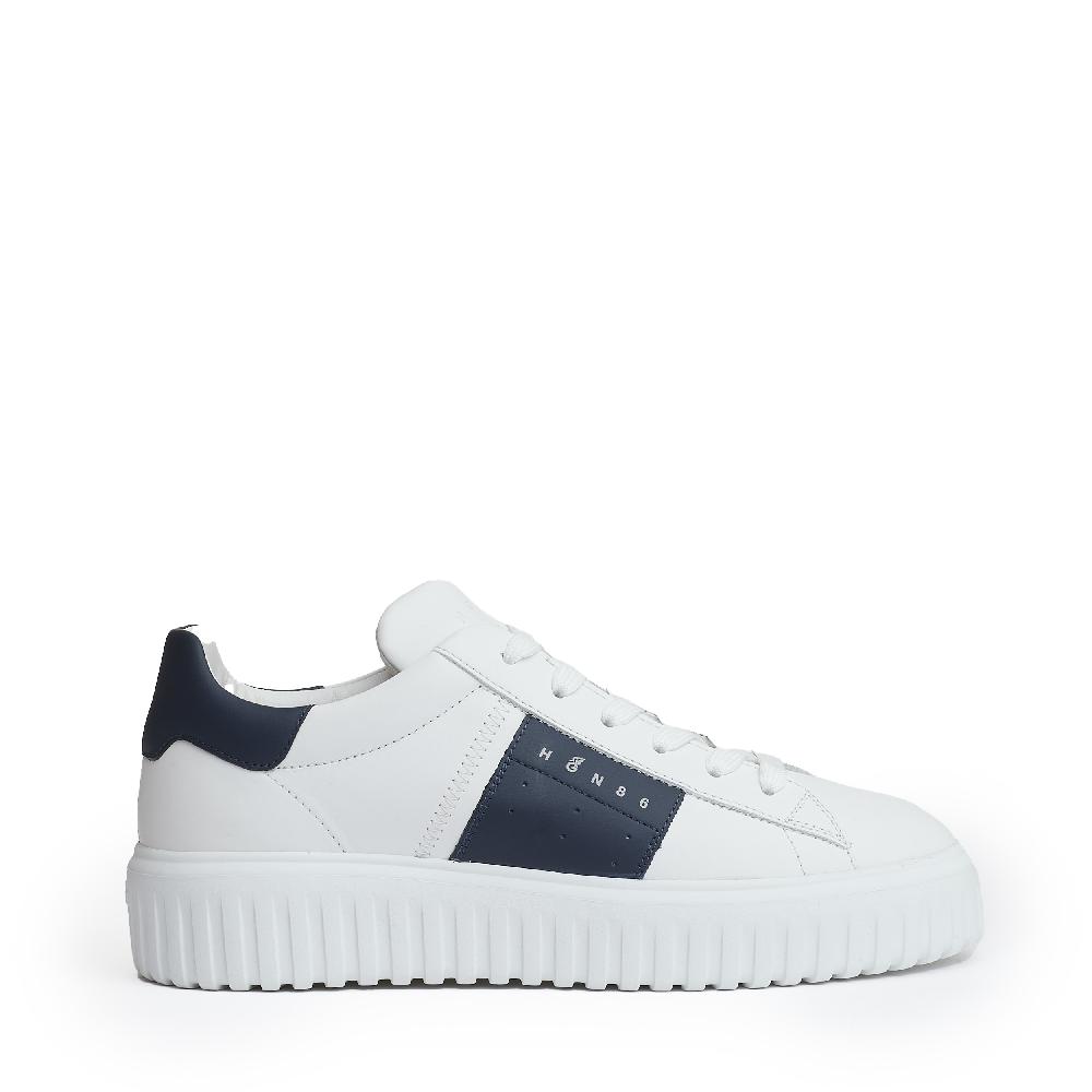 Sorelle Perego h stripe pelle bianco slash blu