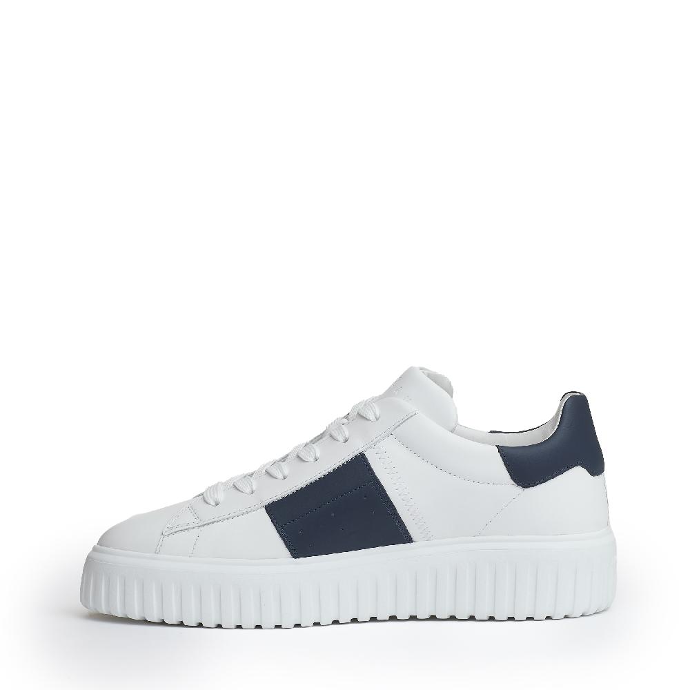 Sorelle Perego h stripe pelle bianco slash blu Vendita Calda
