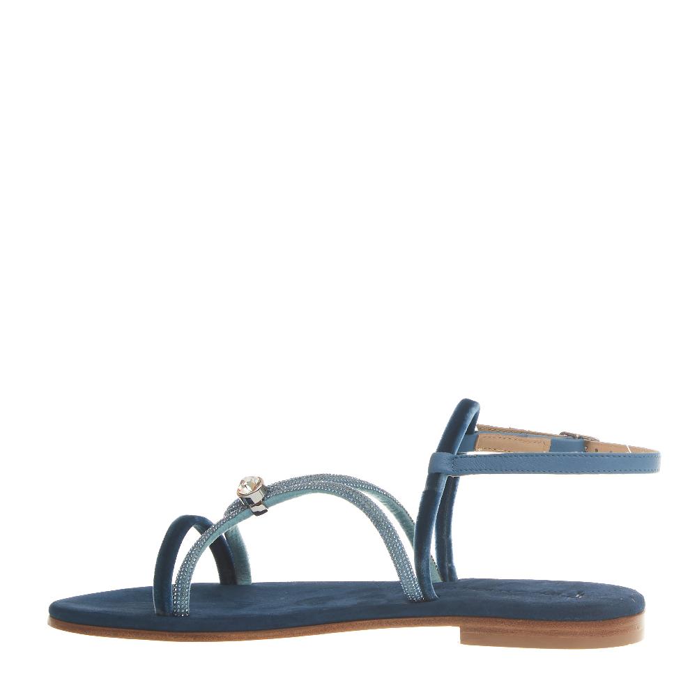 Sorelle Perego sandalo in velluto blu con microcristalli Italia