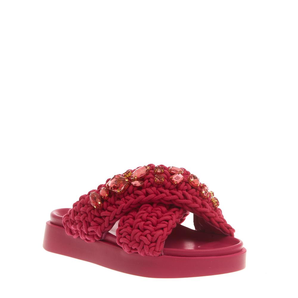 Sorelle Perego ciabatta zeppa incrocio fuxia In Linea