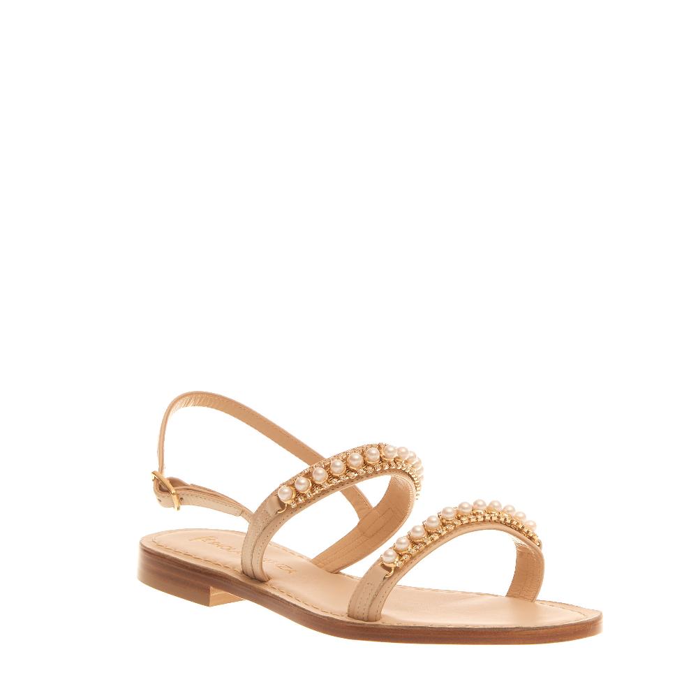 Sorelle Perego sandalo in pelle con perle Nuovo