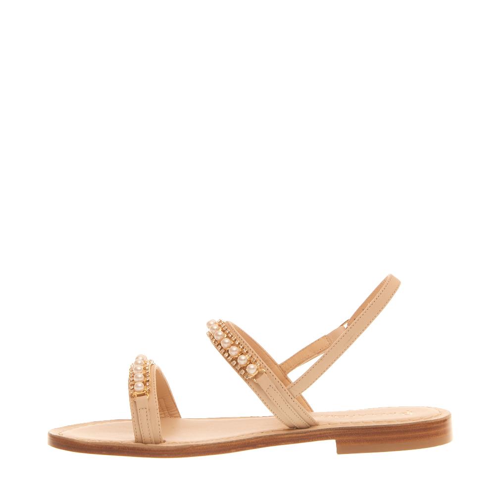Sorelle Perego sandalo in pelle con perle Nuovo