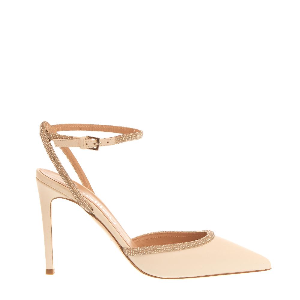 Sorelle Perego slingback nappa avorio strass tacco 90 mm