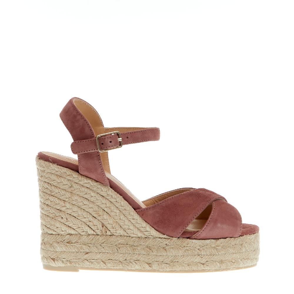 Sorelle Perego Espadrillas zeppa 110 mm incrocio rosa antico