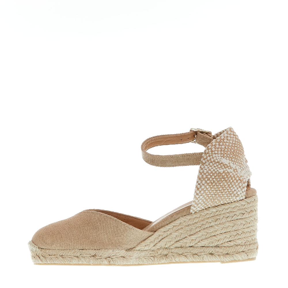 Sorelle Perego Espadrillas zeppa 70 mm tessuto beige Promozione Limitata