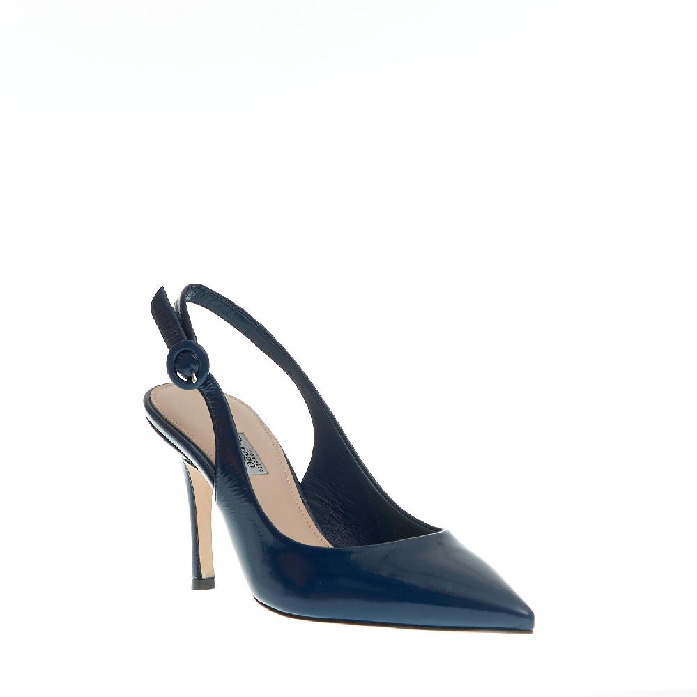 Sorelle Perego slingback vernice blu tacco 85 mm Shopping Online