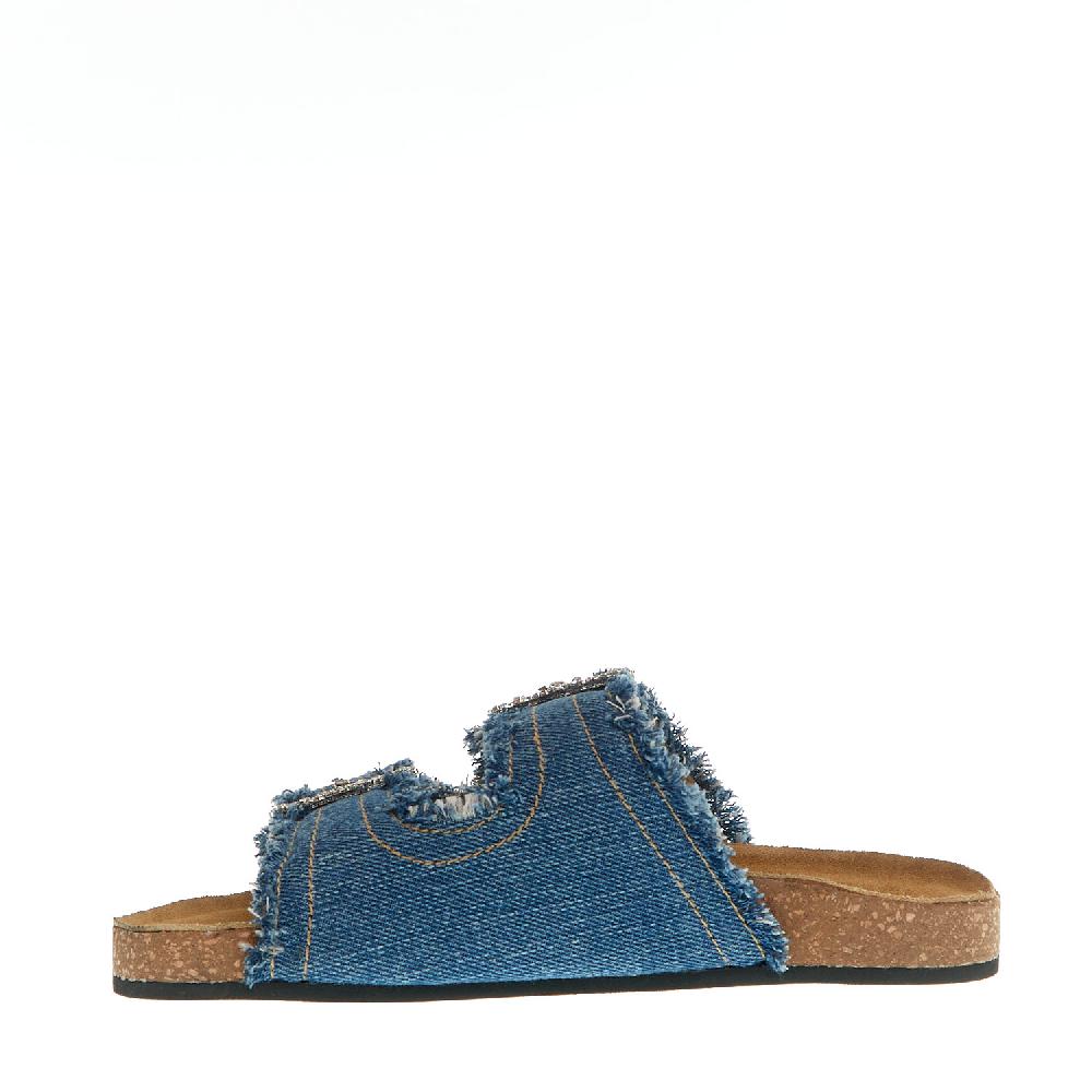Sorelle Perego ciabatta jeans fibbia strass Economico