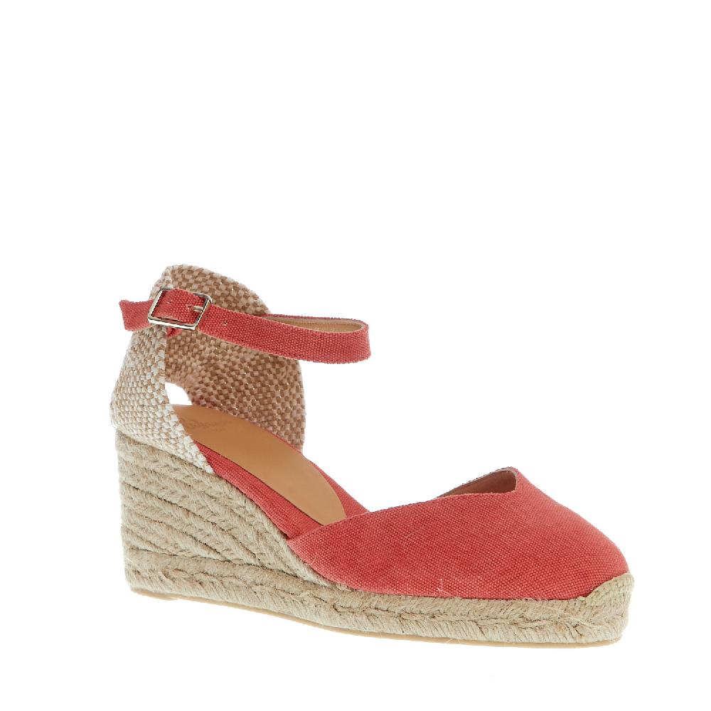 Sorelle Perego Espadrillas zeppa 70 mm tessuto fragola In Saldo
