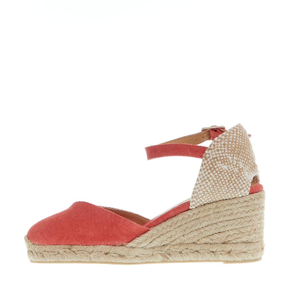 Sorelle Perego Espadrillas zeppa 70 mm tessuto fragola In Saldo