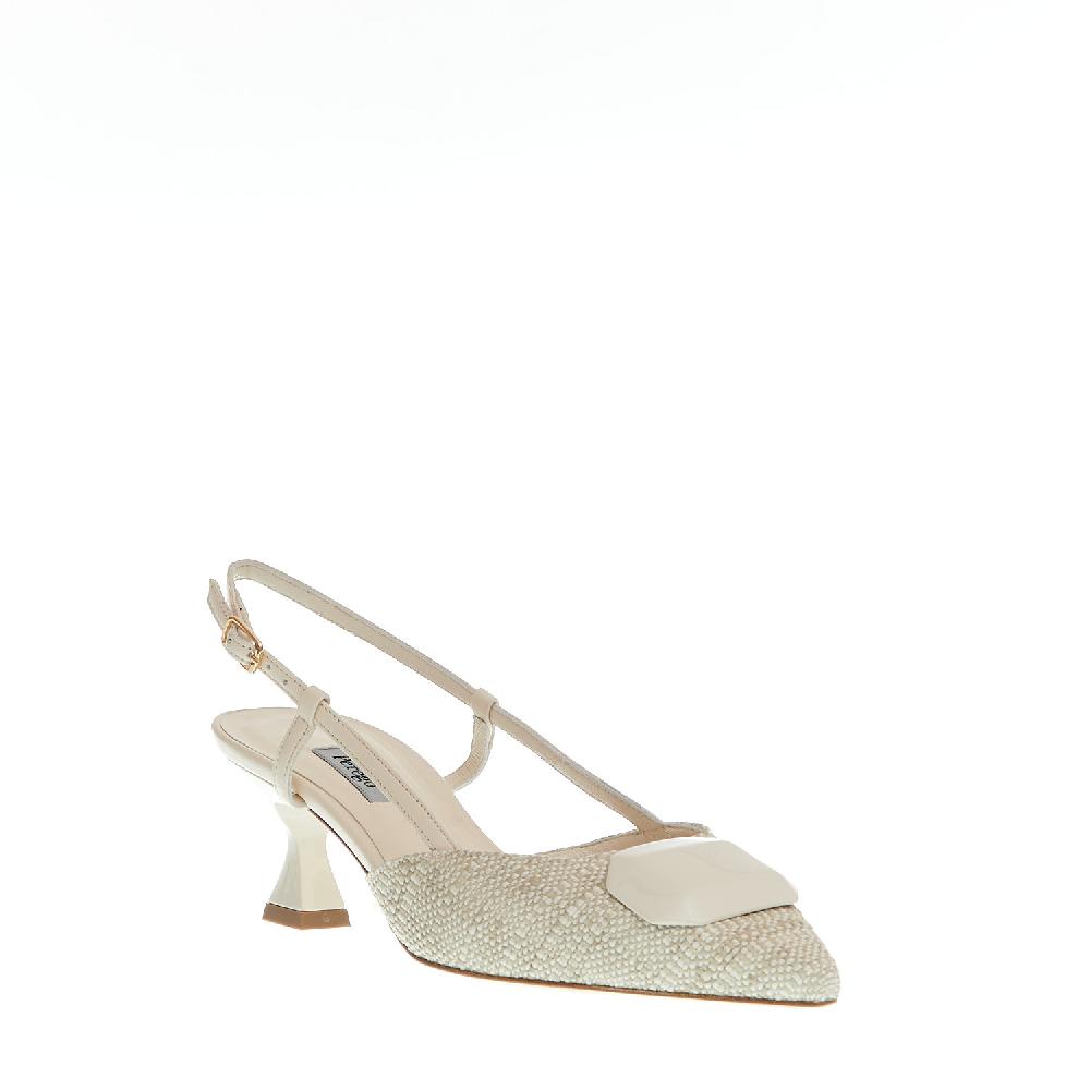 Sorelle Perego slingback tessuto beige tacco 55 mm Italia