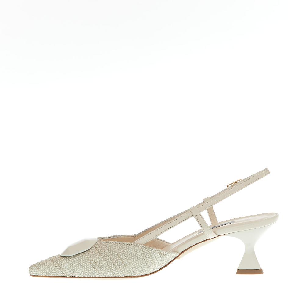 Sorelle Perego slingback tessuto beige tacco 55 mm Italia