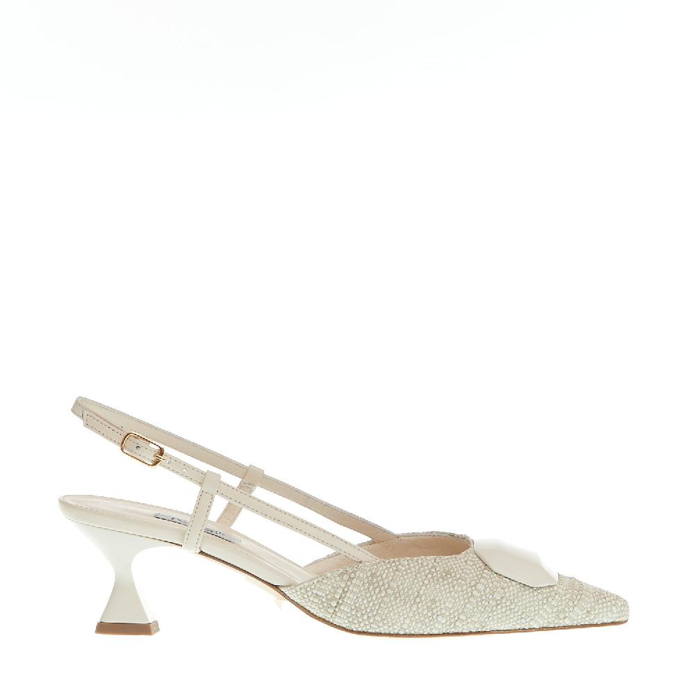 Sorelle Perego slingback tessuto beige tacco 55 mm Italia