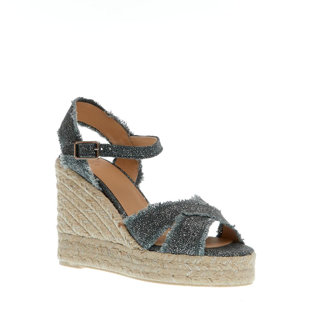 Sorelle Perego Espadrillas zeppa 110 mm incrocio tessuto grigio Presa