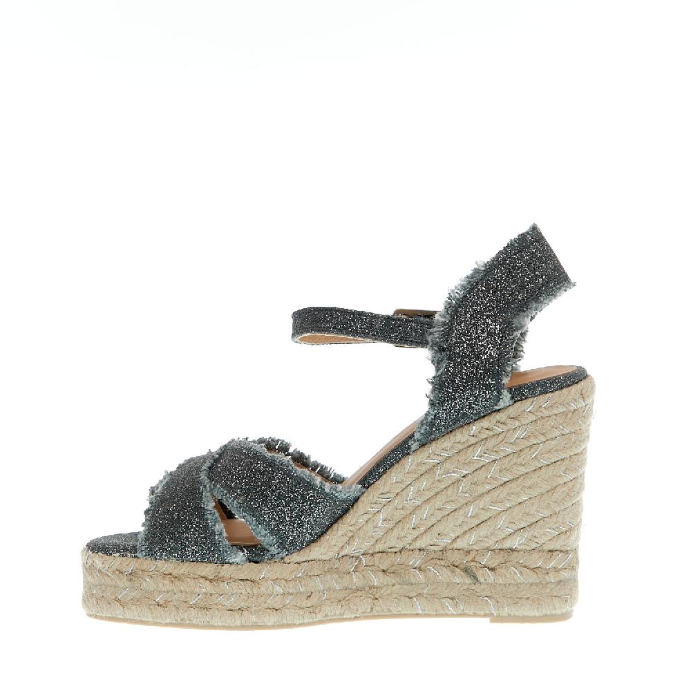 Sorelle Perego Espadrillas zeppa 110 mm incrocio tessuto grigio Presa