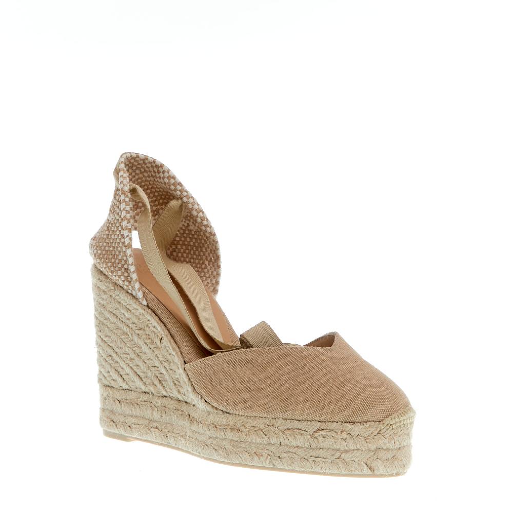 Sorelle Perego Espadrilla zeppa 110 mm tessuto beige Sconto