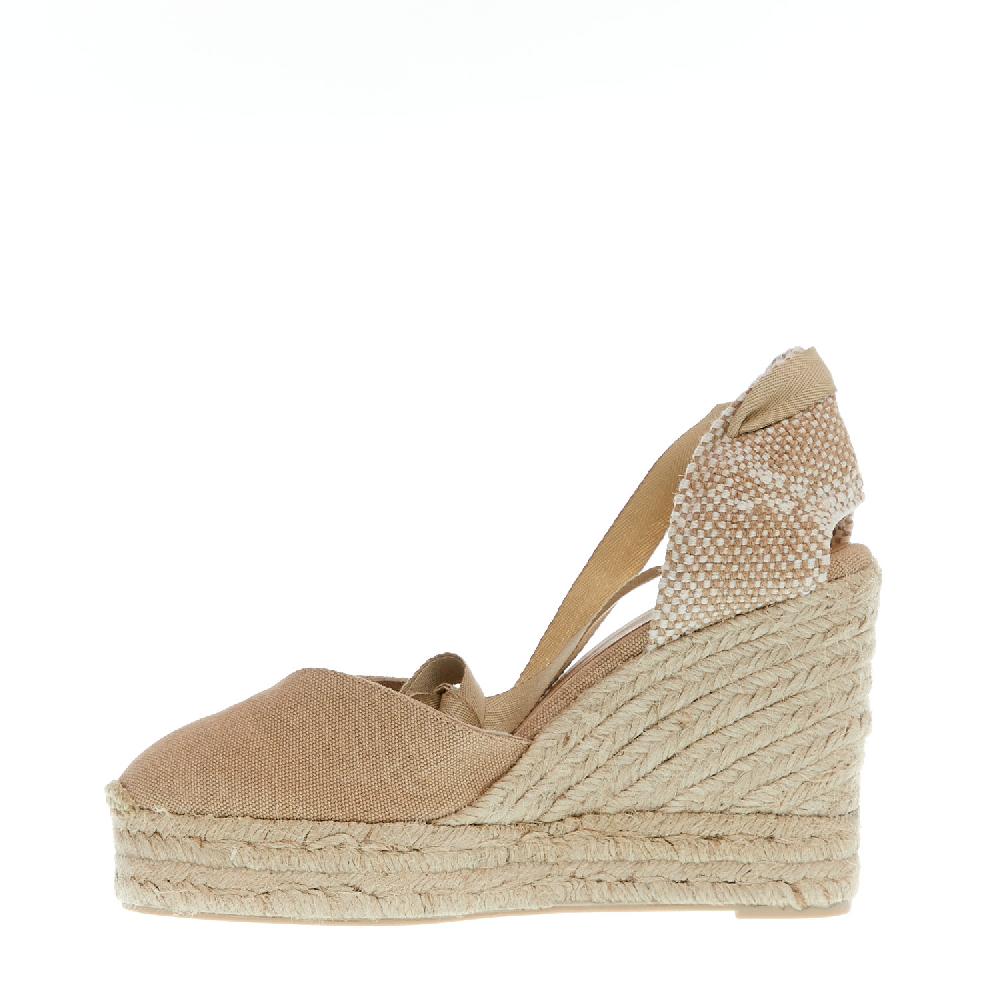 Sorelle Perego Espadrilla zeppa 110 mm tessuto beige Sconto
