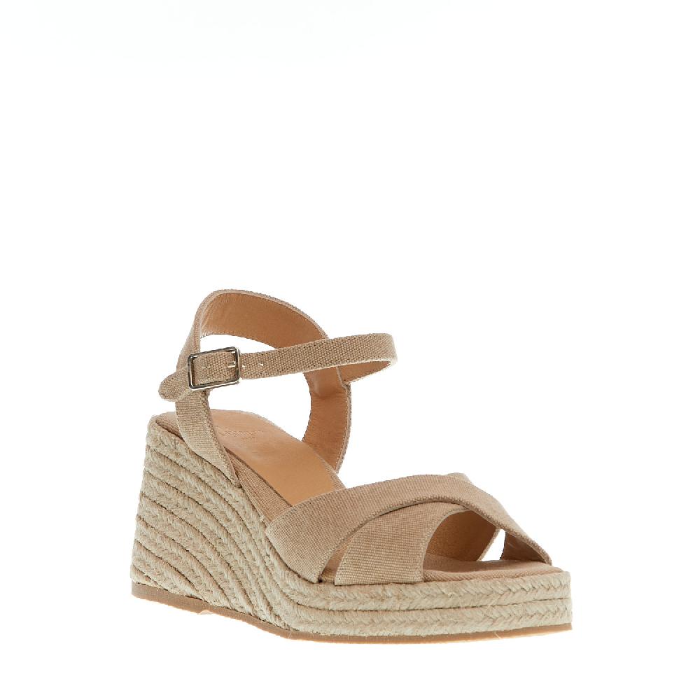 Sorelle Perego Espadrilla zeppa 80 mm incrocio tessuto beige Online
