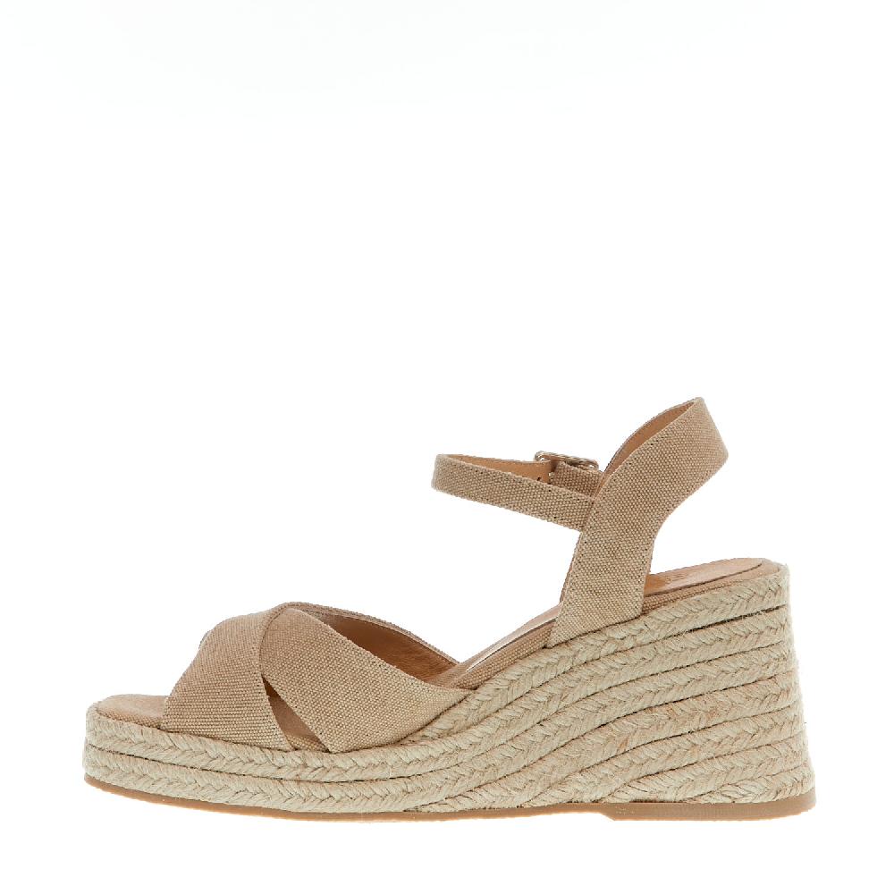 Sorelle Perego Espadrilla zeppa 80 mm incrocio tessuto beige Online