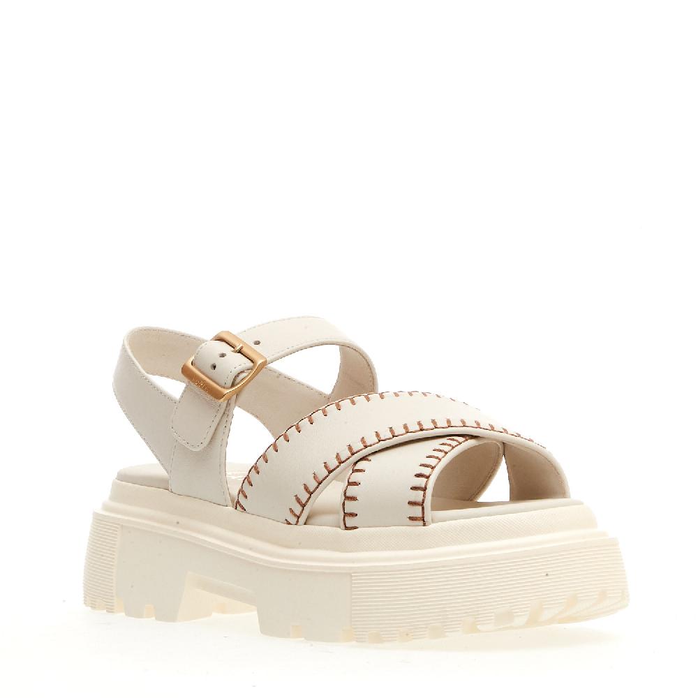 Sorelle Perego sandalo h644 carroarmato in pelle bianco impunturato Offerta migliore