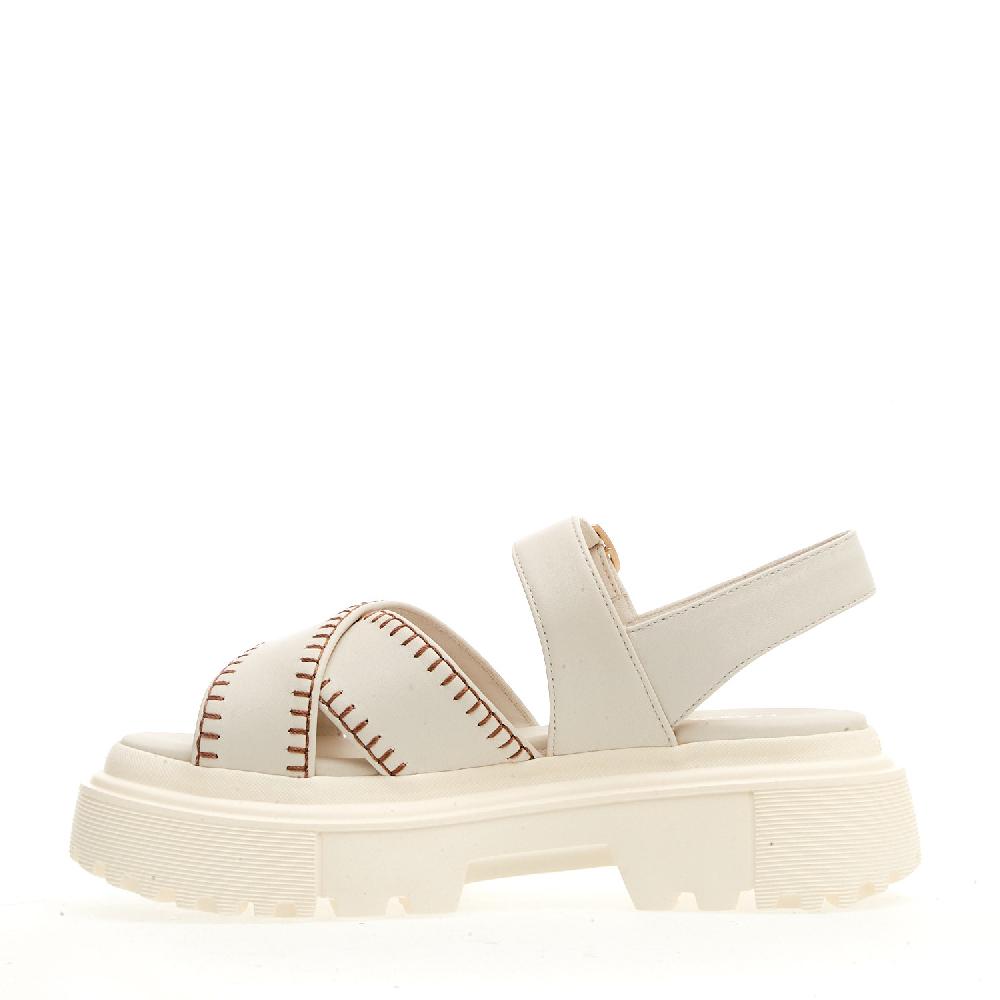 Sorelle Perego sandalo h644 carroarmato in pelle bianco impunturato Offerta migliore