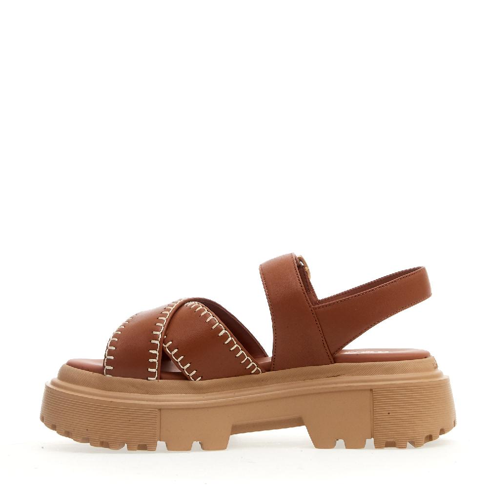 Sorelle Perego sandalo h644 carroarmato in pelle cuoio impunturato Latest fashion