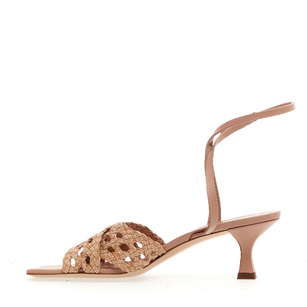 Sorelle Perego sandalo pelle intrecciata nude tacco 50 mm Offerte esclusive