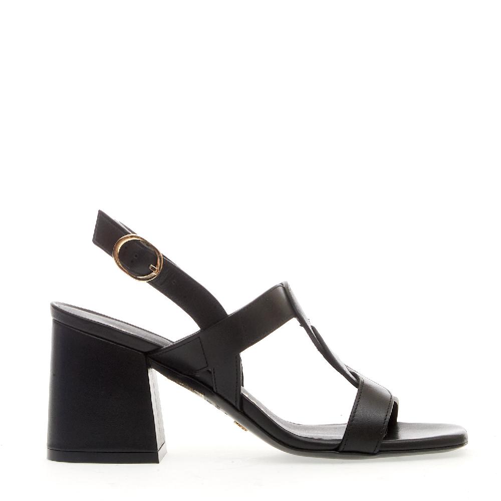 Sorelle Perego sandalo pelle nero treccia tacco 75 mm
