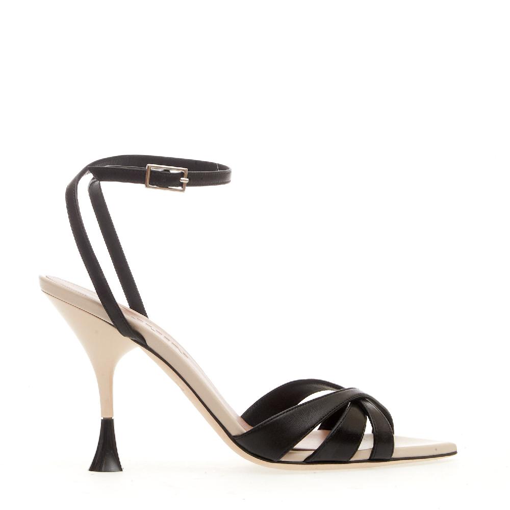 Sorelle Perego sandalo tacco 100 mm biege e nero